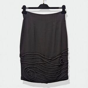 Catherine Malandrino Wool Blend Pencil Skirt Raised Corded Appliqué Lined NEW 6